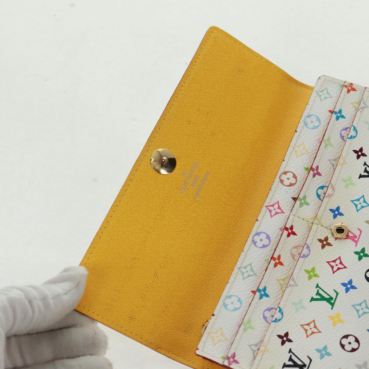 LOUIS VUITTON Multicolor Portefeuille Sarah Wallet White M93532 Auth 163706V