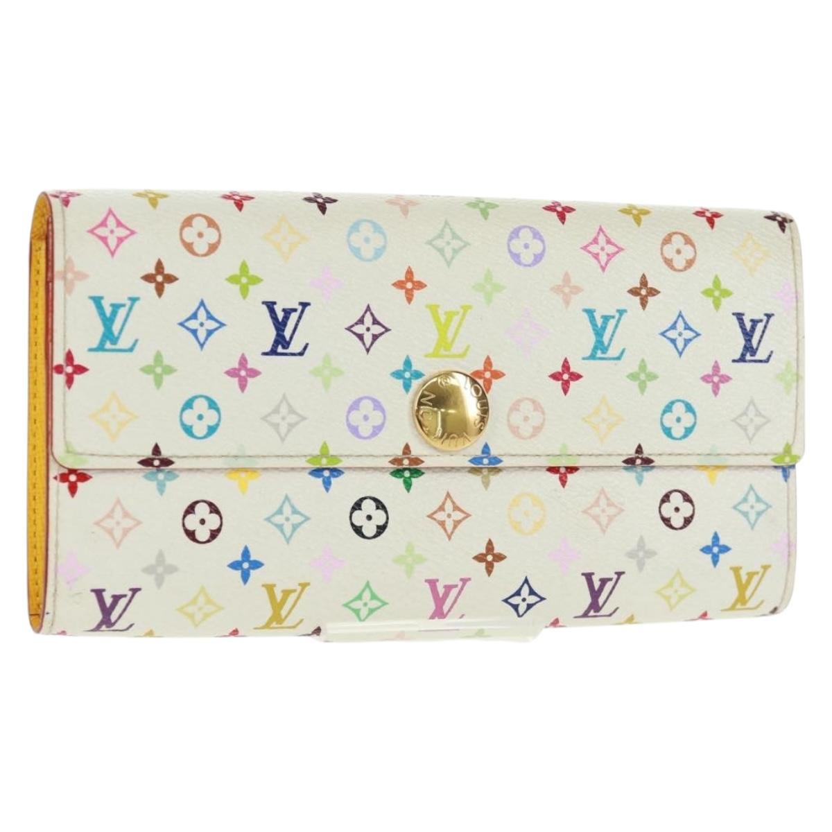 LOUIS VUITTON Multicolor Portefeuille Sarah Wallet White M93532 Auth 163706V