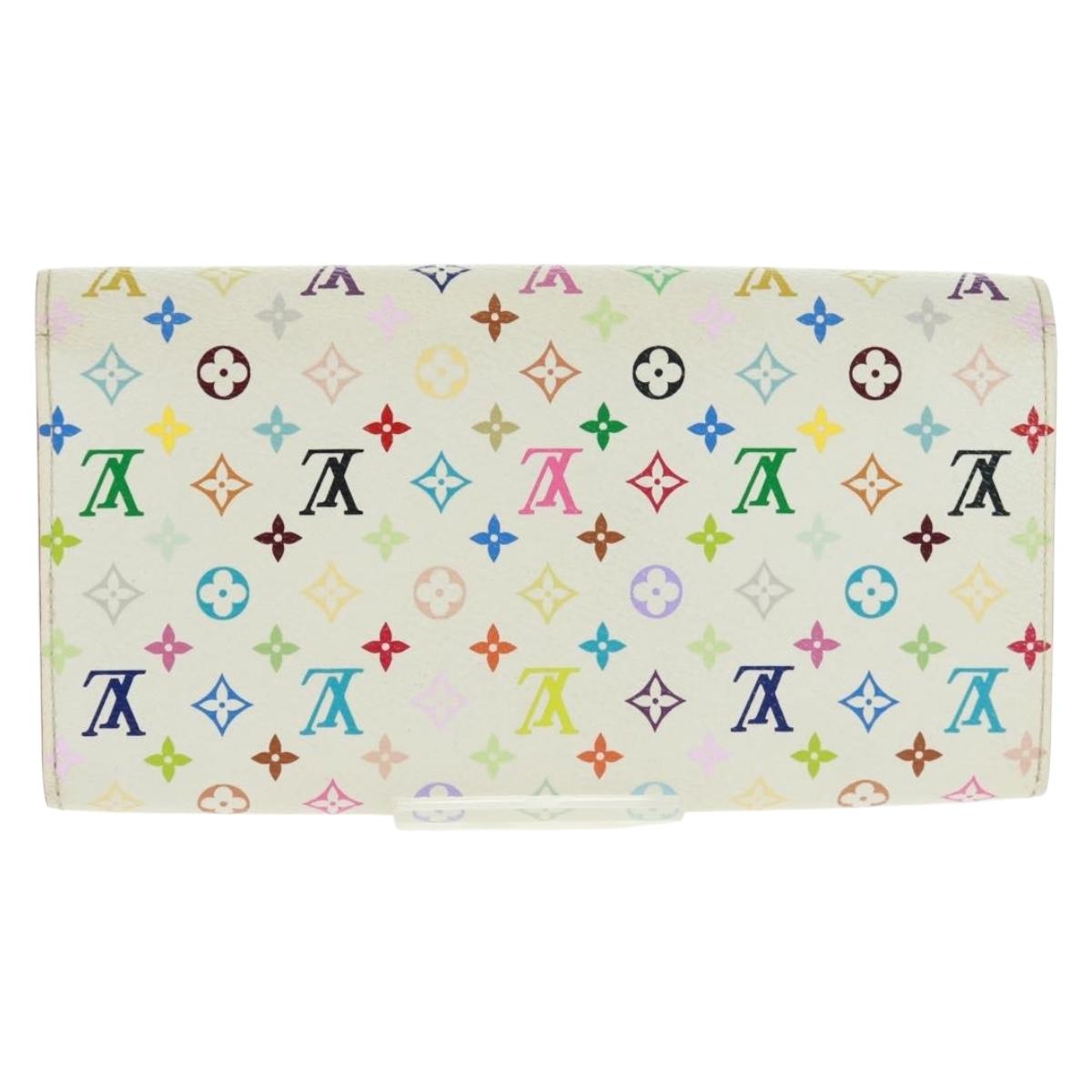 LOUIS VUITTON Multicolor Portefeuille Sarah Wallet White M93532 Auth 163706V