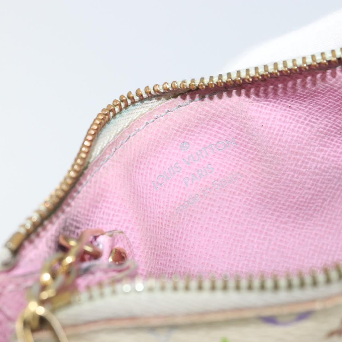 LOUIS VUITTON Multicolor Pochette Cles NM Coin Purse White M93734 LV Auth 163711