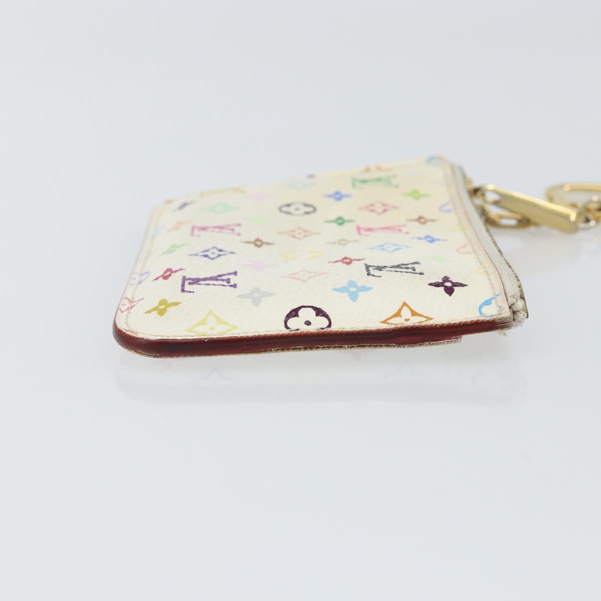 LOUIS VUITTON Multicolor Pochette Cles NM Coin Purse White M93734 LV Auth 163711
