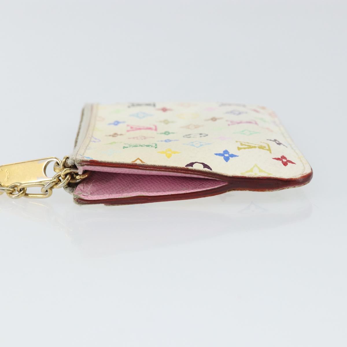 LOUIS VUITTON Multicolor Pochette Cles NM Coin Purse White M93734 LV Auth 163711