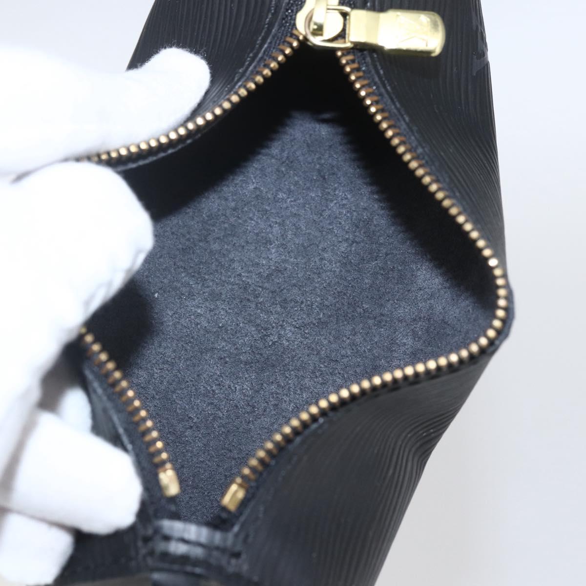 LOUIS VUITTON Epi Soufflot Pouch Pouch Black LV Auth 163718