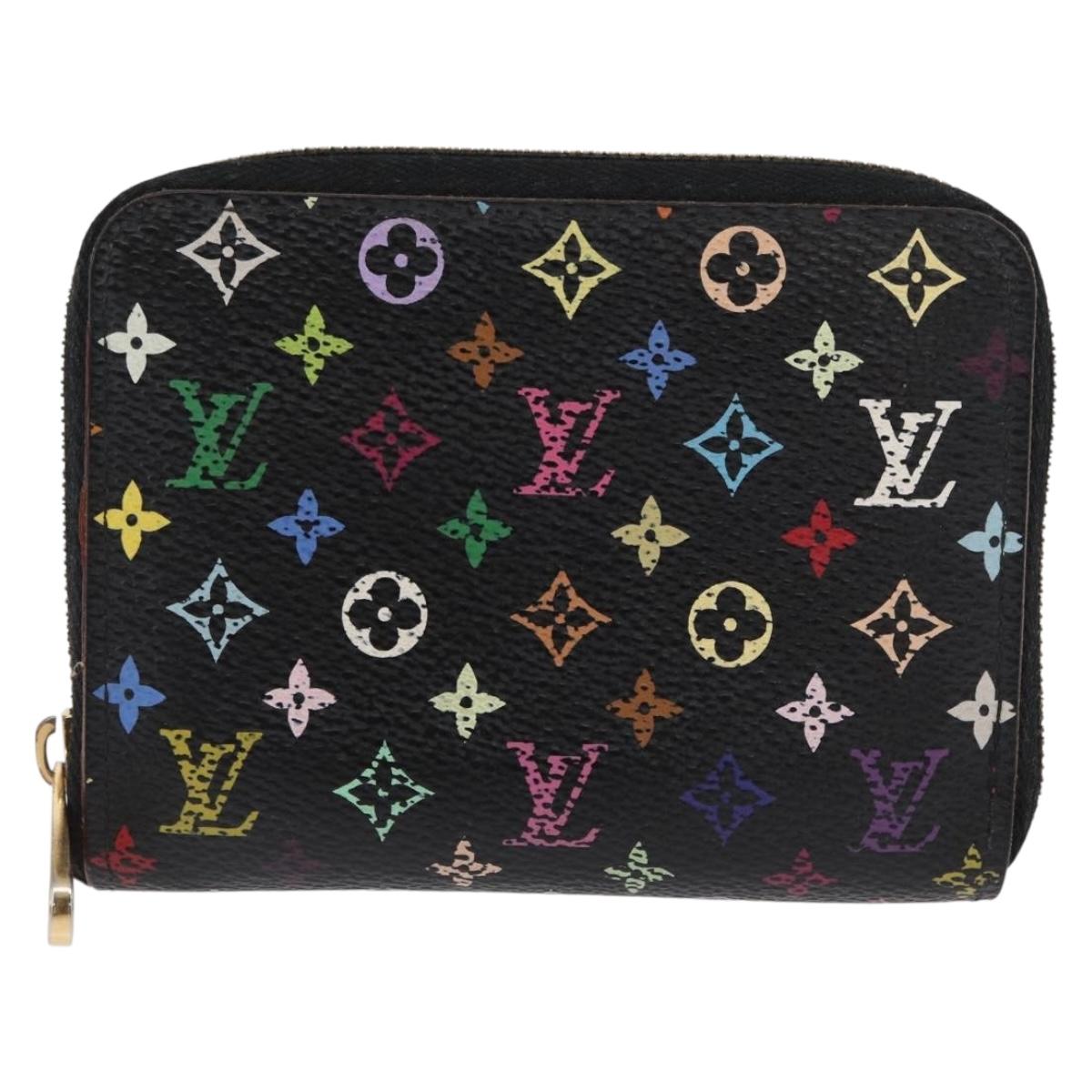 LOUIS VUITTON Monogram Multicolor Zippy Coin Purse Black M93740 LV Auth 163720