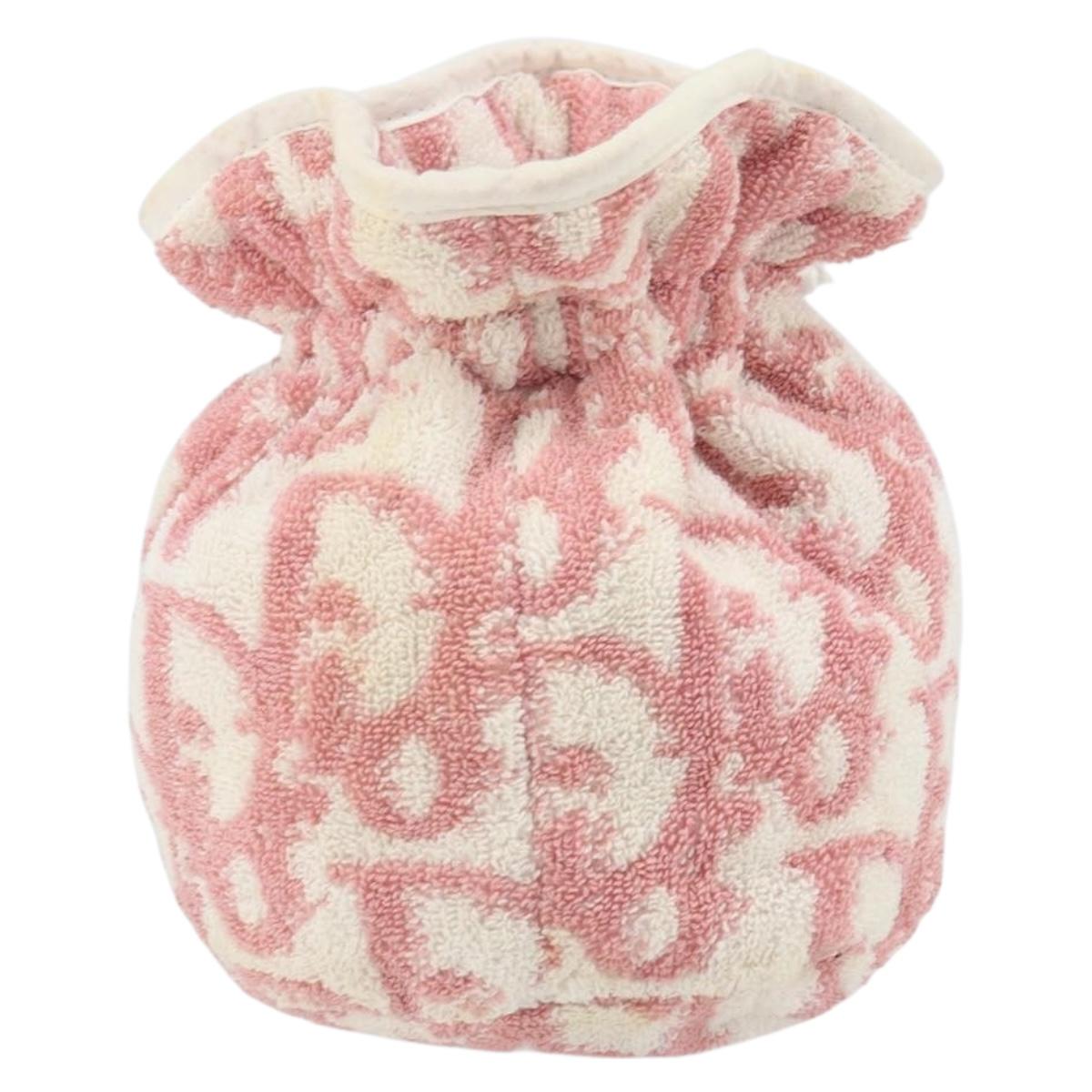 Christian Dior Trotter Canvas Pouch Pile Pink Auth 163724A