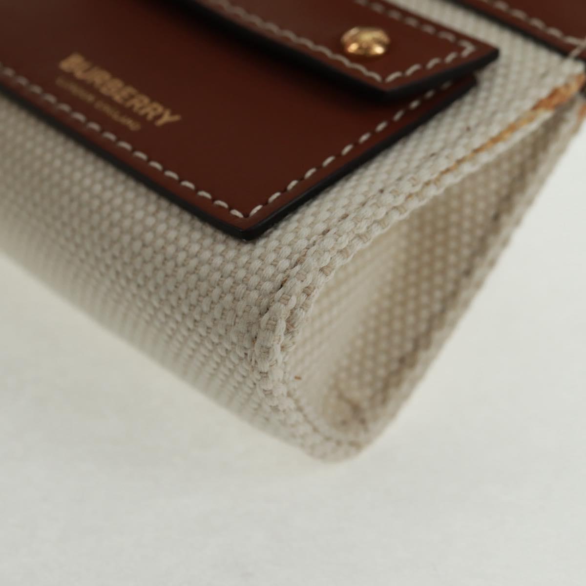 BURBERRY Neck pouch Earphone case Canvas Beige Gold Auth 163731M