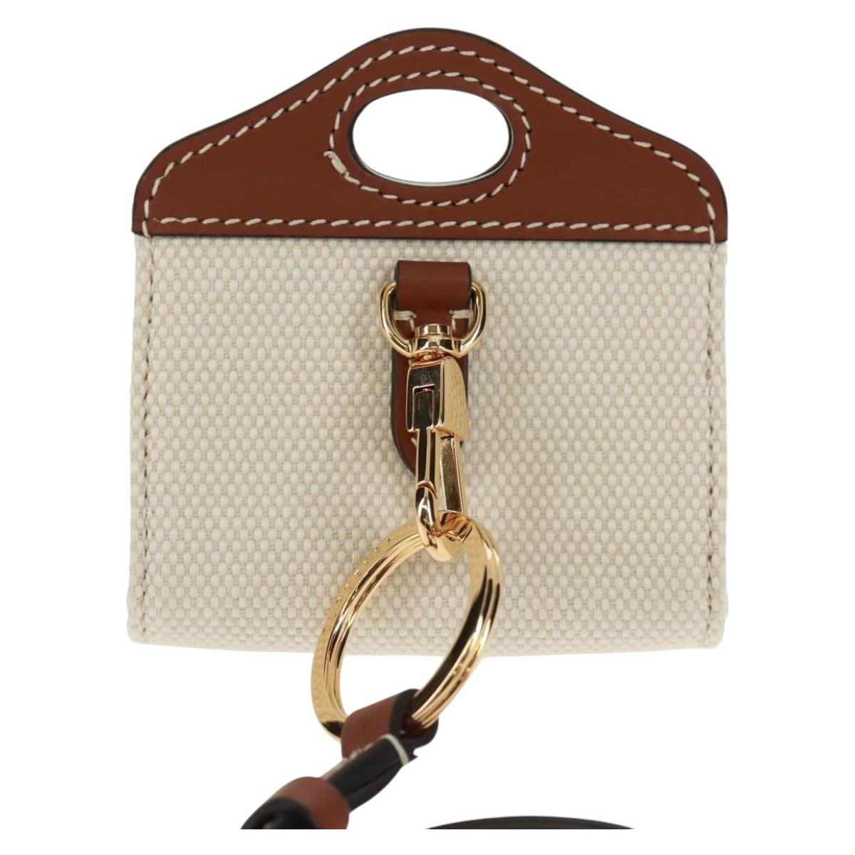 BURBERRY Neck pouch Earphone case Canvas Beige Gold Auth 163731M