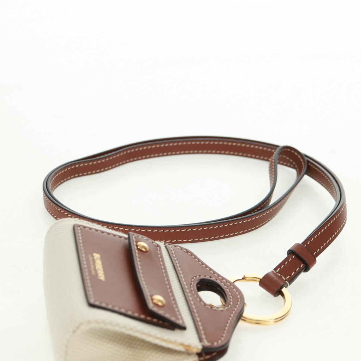 BURBERRY Neck pouch Earphone case Canvas Beige Gold Auth 163731M