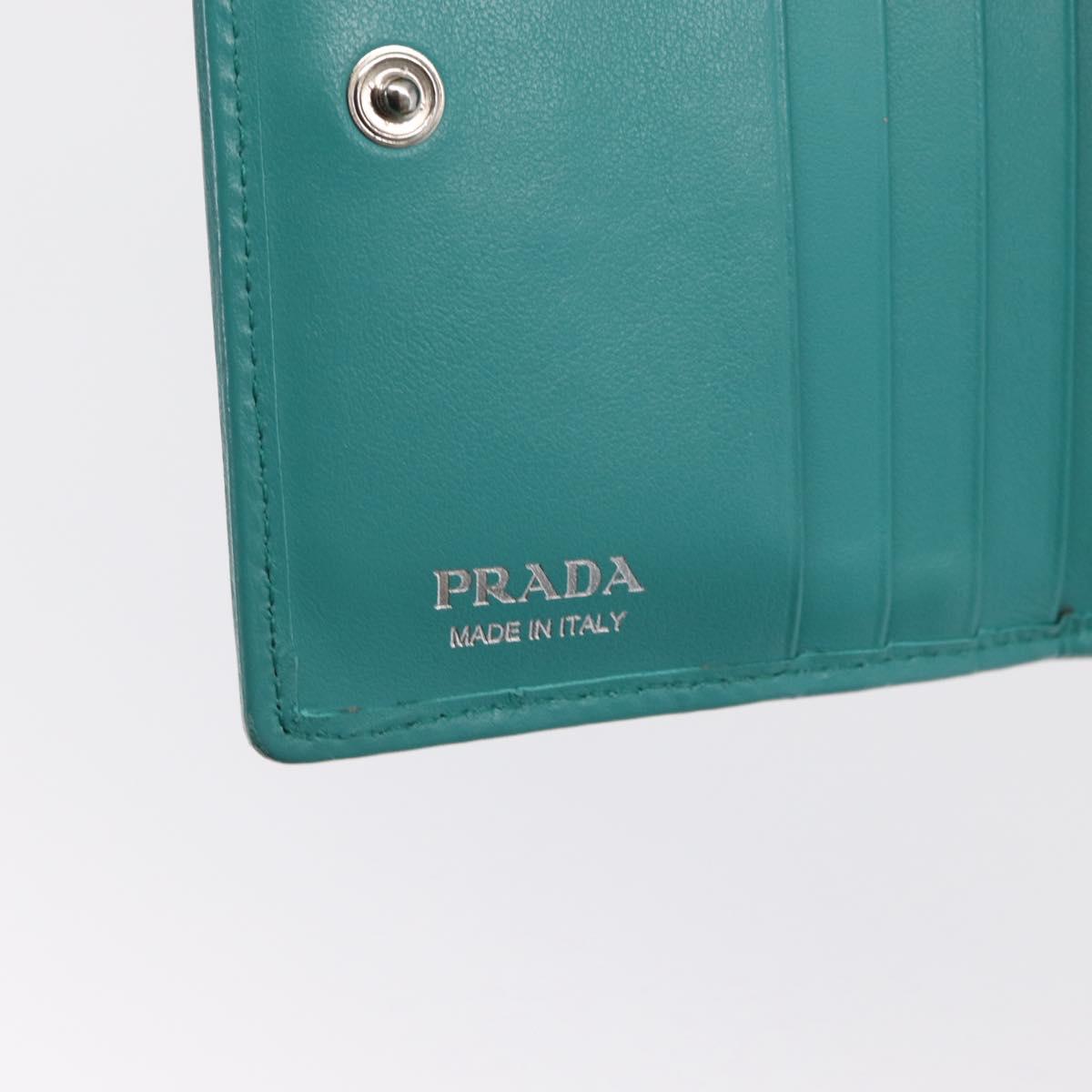 PRADA Compact Wallet Leather Emerald Green Auth 163735