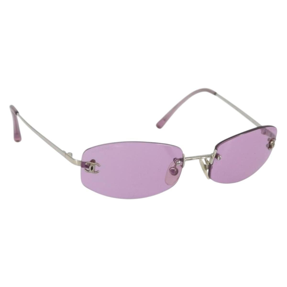 CHANEL COCO Mark Sunglasses metal Purple 4002 CC Auth 163740