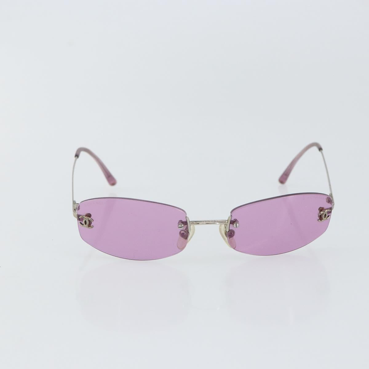 CHANEL COCO Mark Sunglasses metal Purple 4002 CC Auth 163740