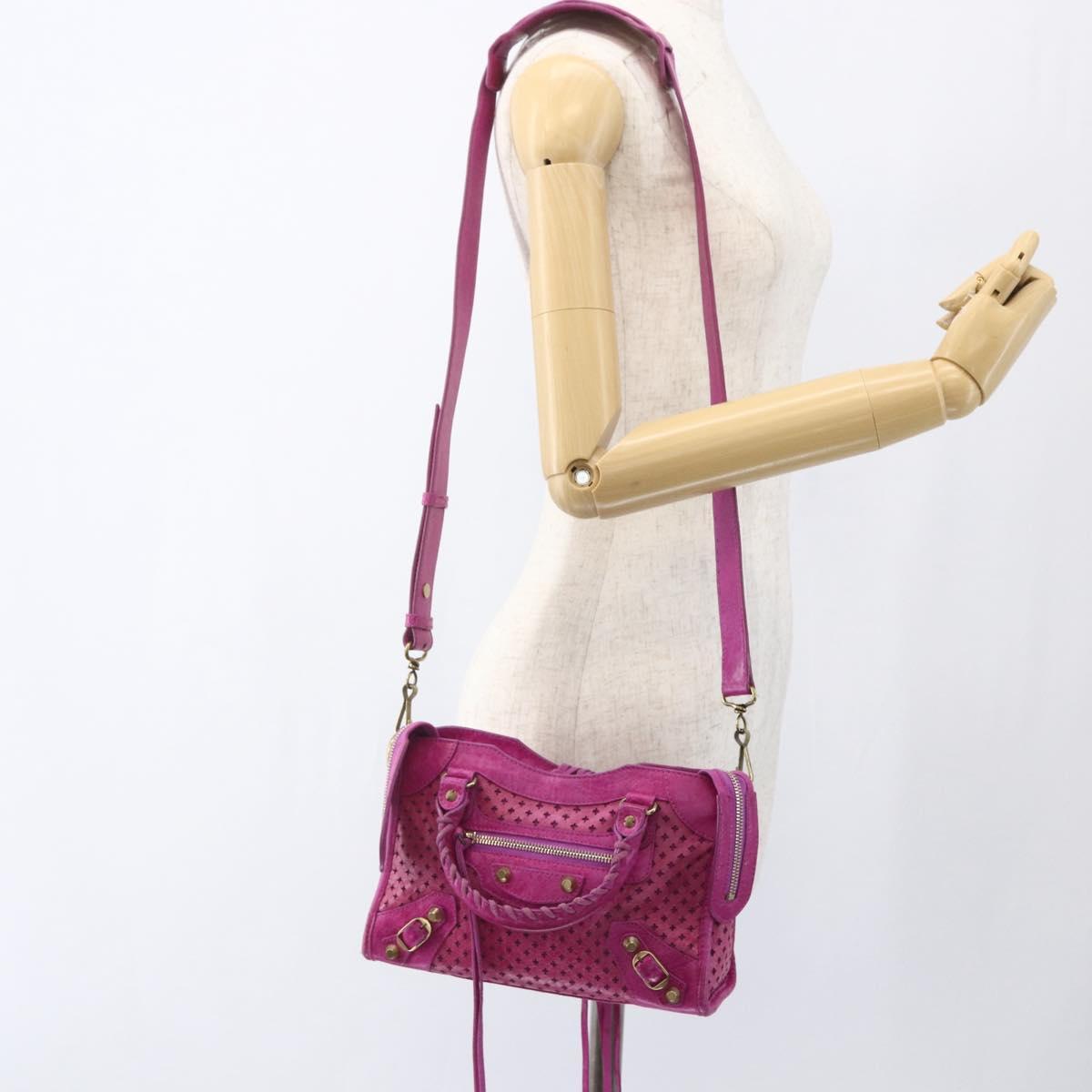 BALENCIAGA Classic Mini City Bag Leather 2way Pink Gold 300295 Auth 163743SAV