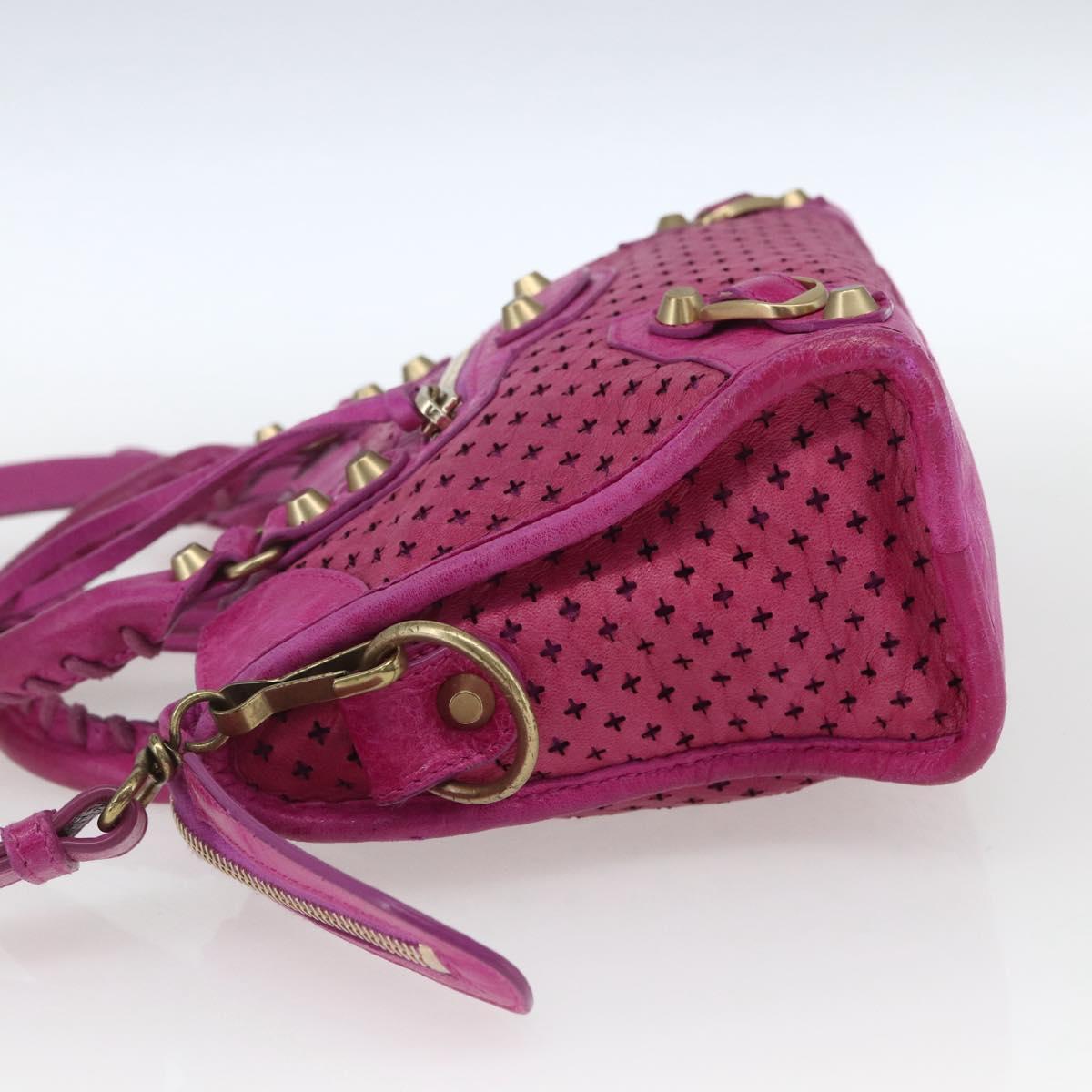 BALENCIAGA Classic Mini City Bag Leather 2way Pink Gold 300295 Auth 163743SAV