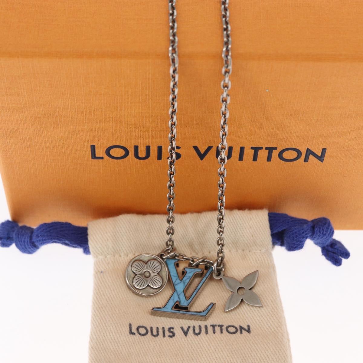 LOUIS VUITTON LV Printed Initials Turquoise Necklace M68904 LV Auth 163744SAM