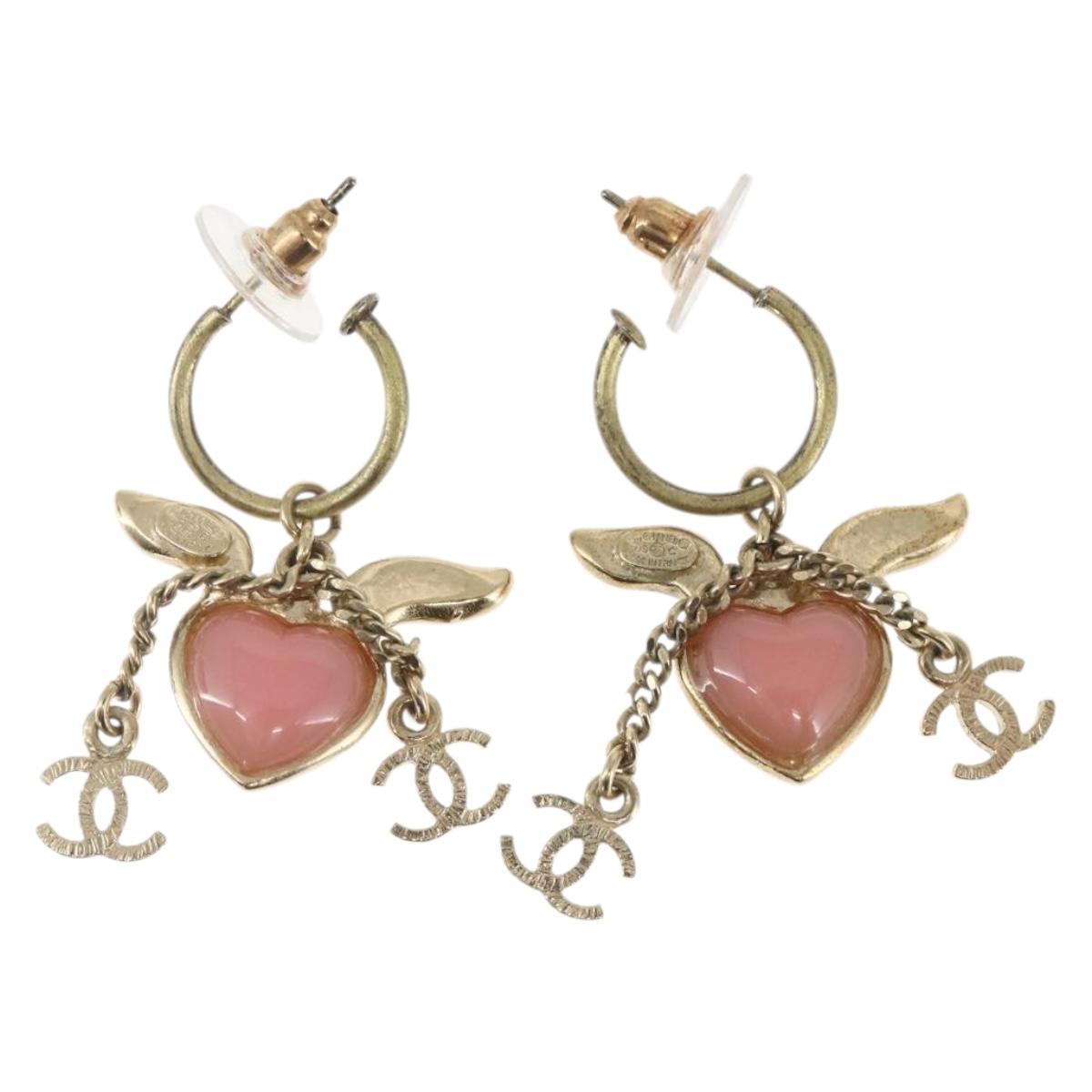 CHANEL COCO Mark Pierce metal Gold Tone CC Auth 163747SAM