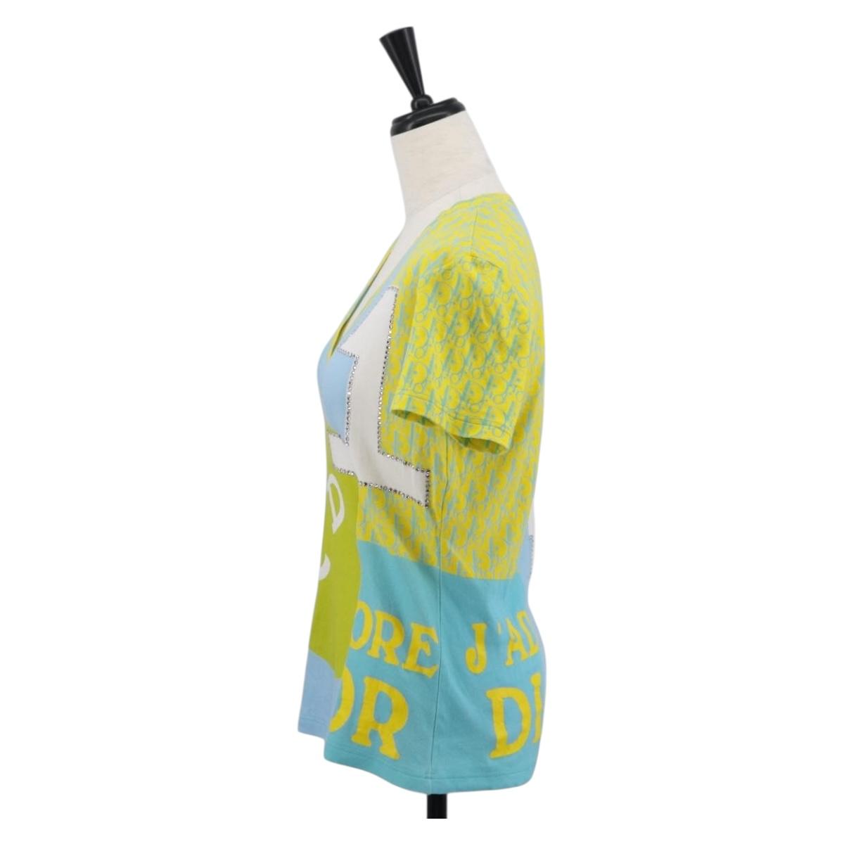 Christian Dior Short Sleeved T Shirt Cotton Yellow Auth 163750M