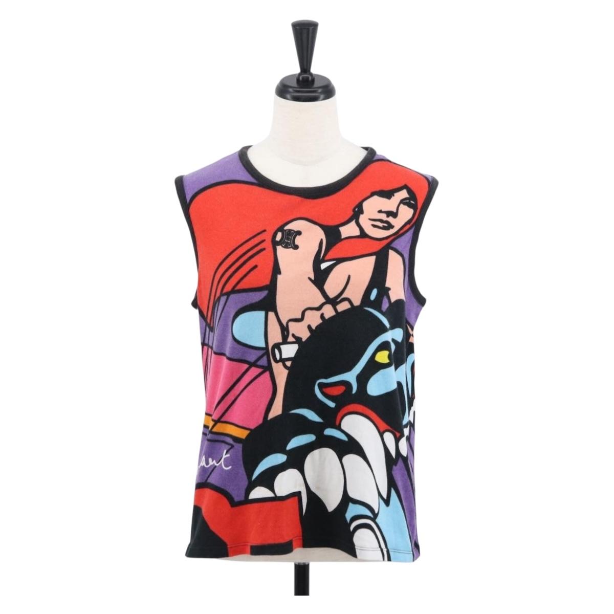 CELINE Tank Top Cotton Multicolor Auth 163751M