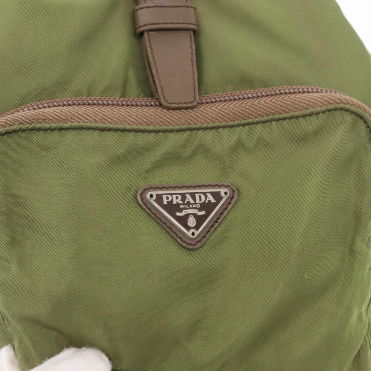 PRADA Backpack Nylon Green Silver Auth 163764