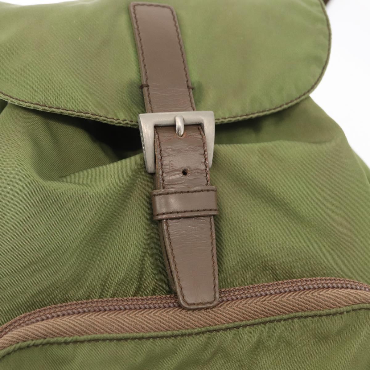 PRADA Backpack Nylon Green Silver Auth 163764