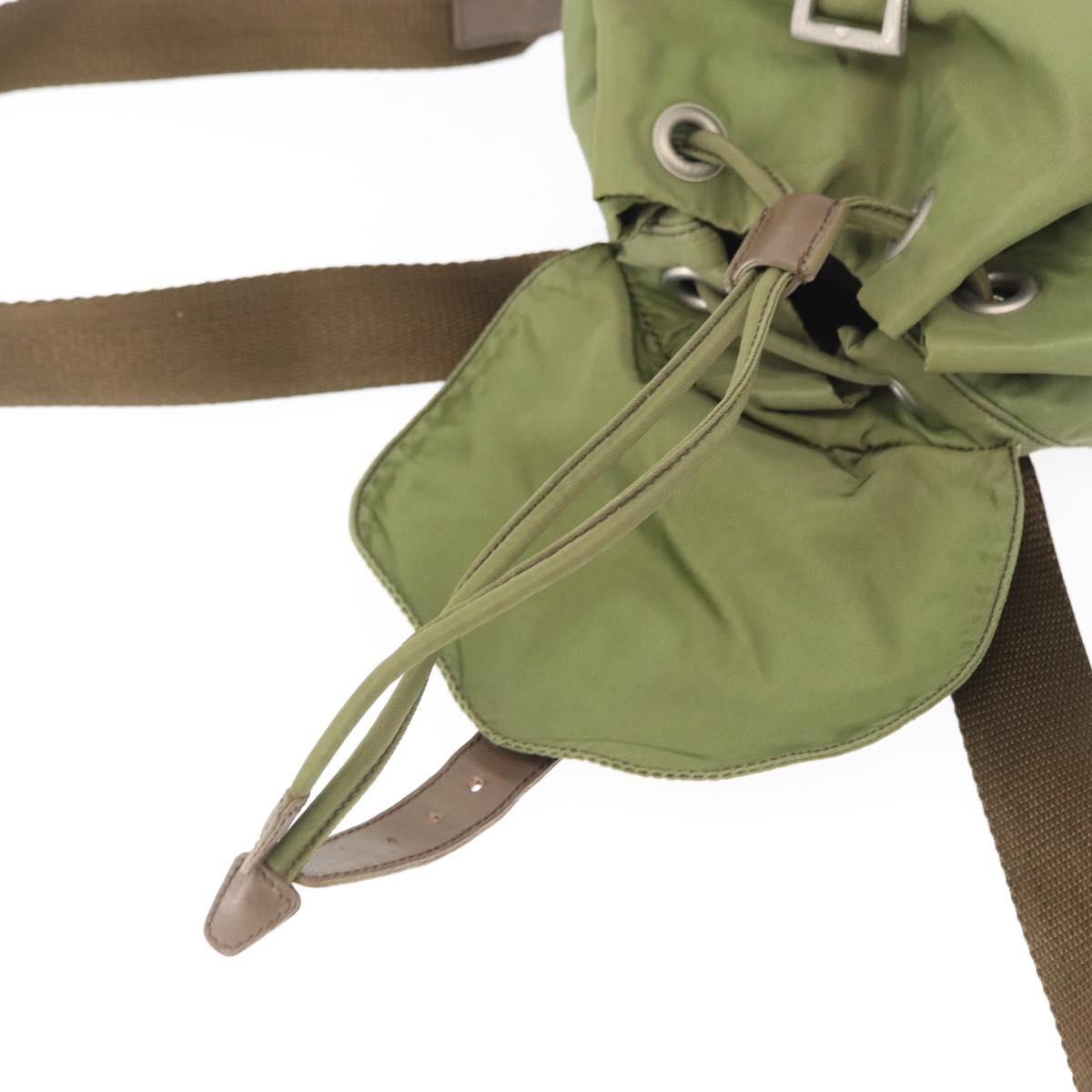 PRADA Backpack Nylon Green Silver Auth 163764