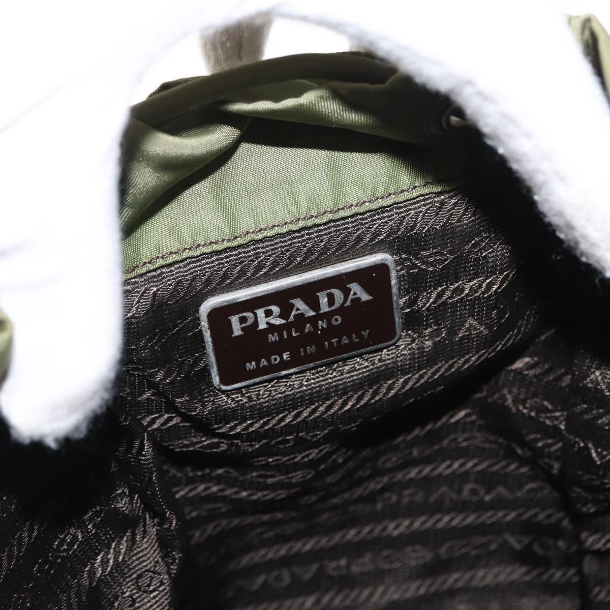 PRADA Backpack Nylon Green Silver Auth 163764