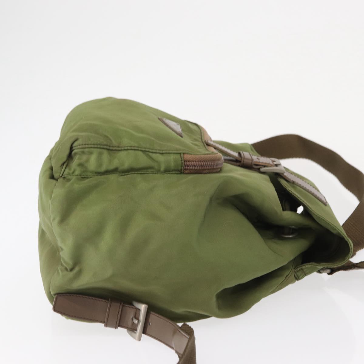 PRADA Backpack Nylon Green Silver Auth 163764