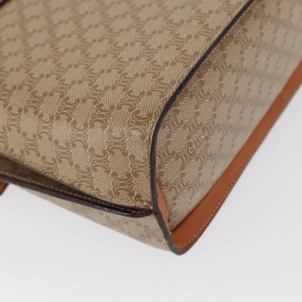 CELINE Macadam Canvas Hand Bag PVC Beige Gold Auth 163768