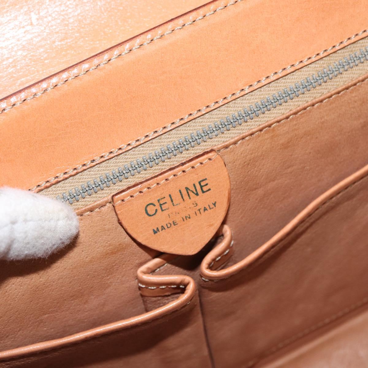 CELINE Macadam Canvas Hand Bag PVC Beige Gold Auth 163768