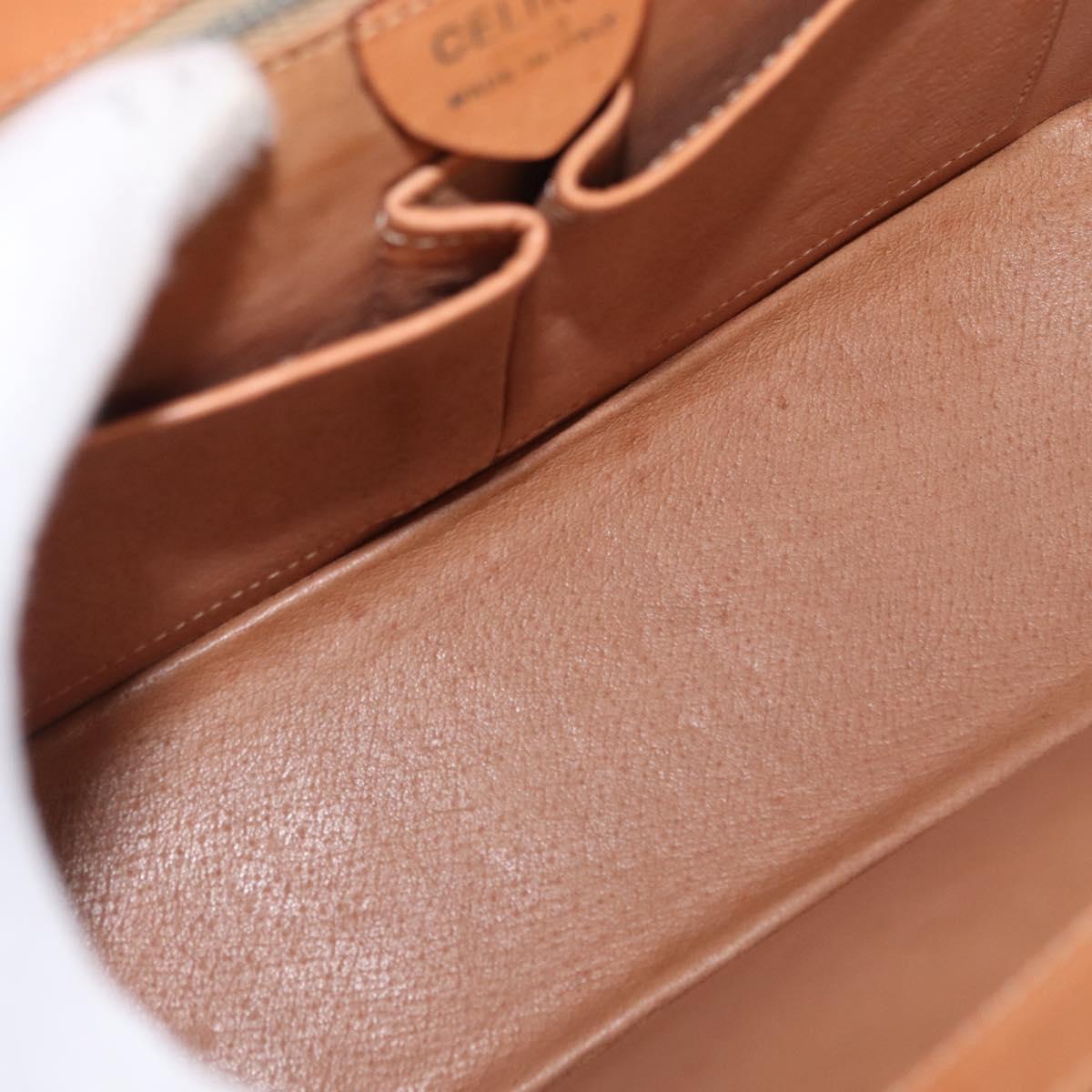 CELINE Macadam Canvas Hand Bag PVC Beige Gold Auth 163768