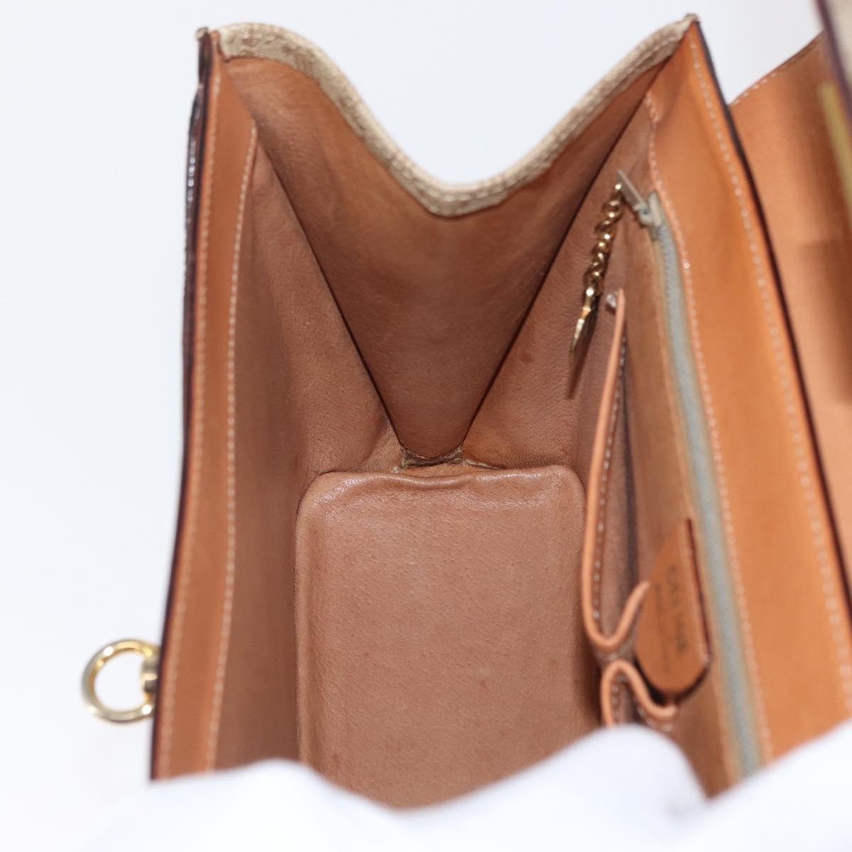CELINE Macadam Canvas Hand Bag PVC Beige Gold Auth 163768