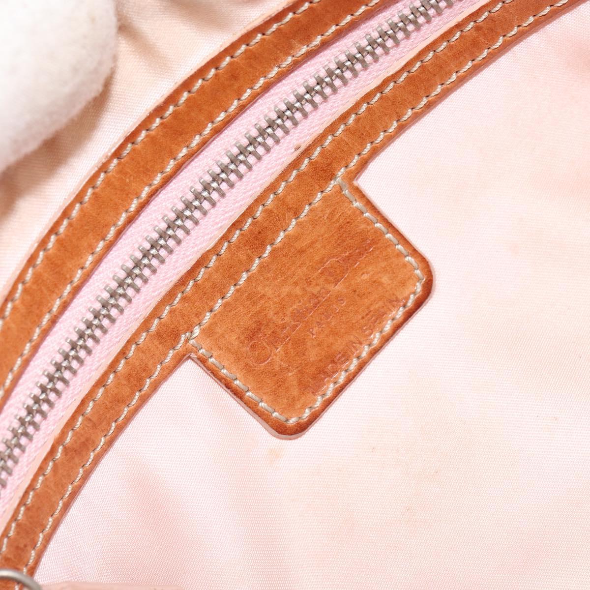 Christian Dior Trotter Canvas Romantic Shoulder Bag PVC Beige Silver Auth 163773
