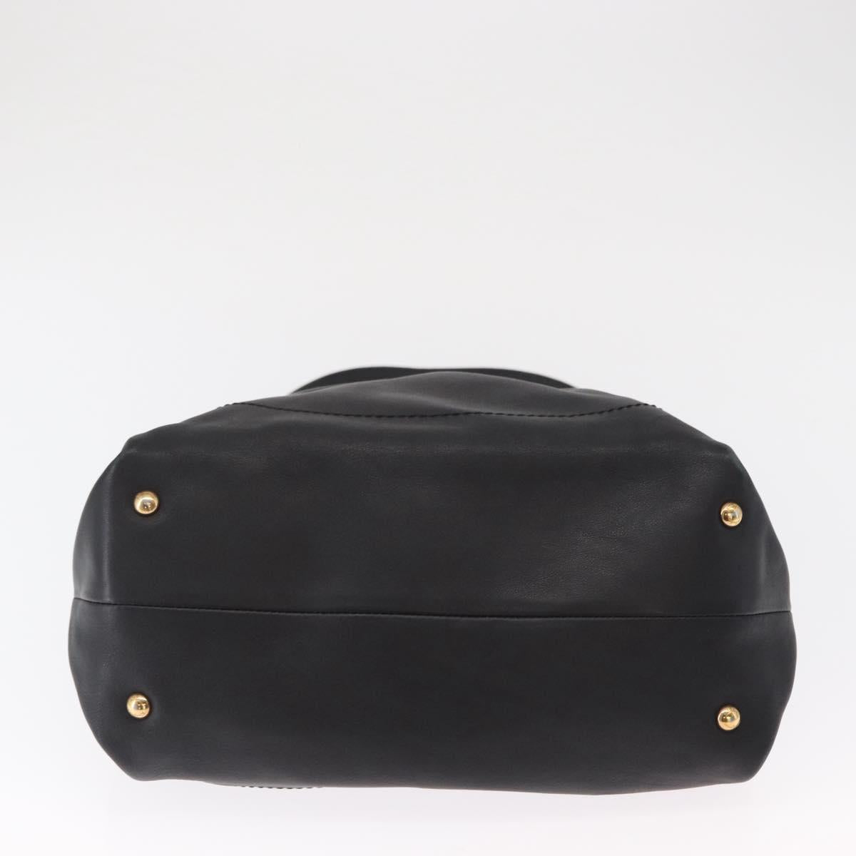 Salvatore Ferragamo Gancini Hand Bag Leather 2way Black Gold Auth 163780
