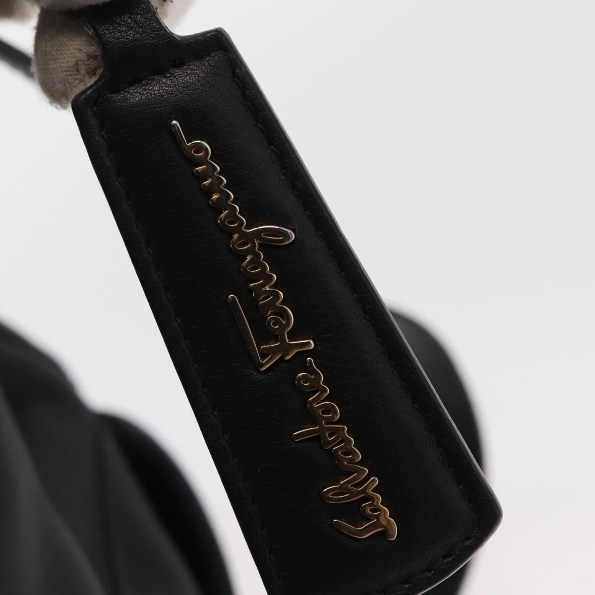 Salvatore Ferragamo Gancini Hand Bag Leather 2way Black Gold Auth 163780