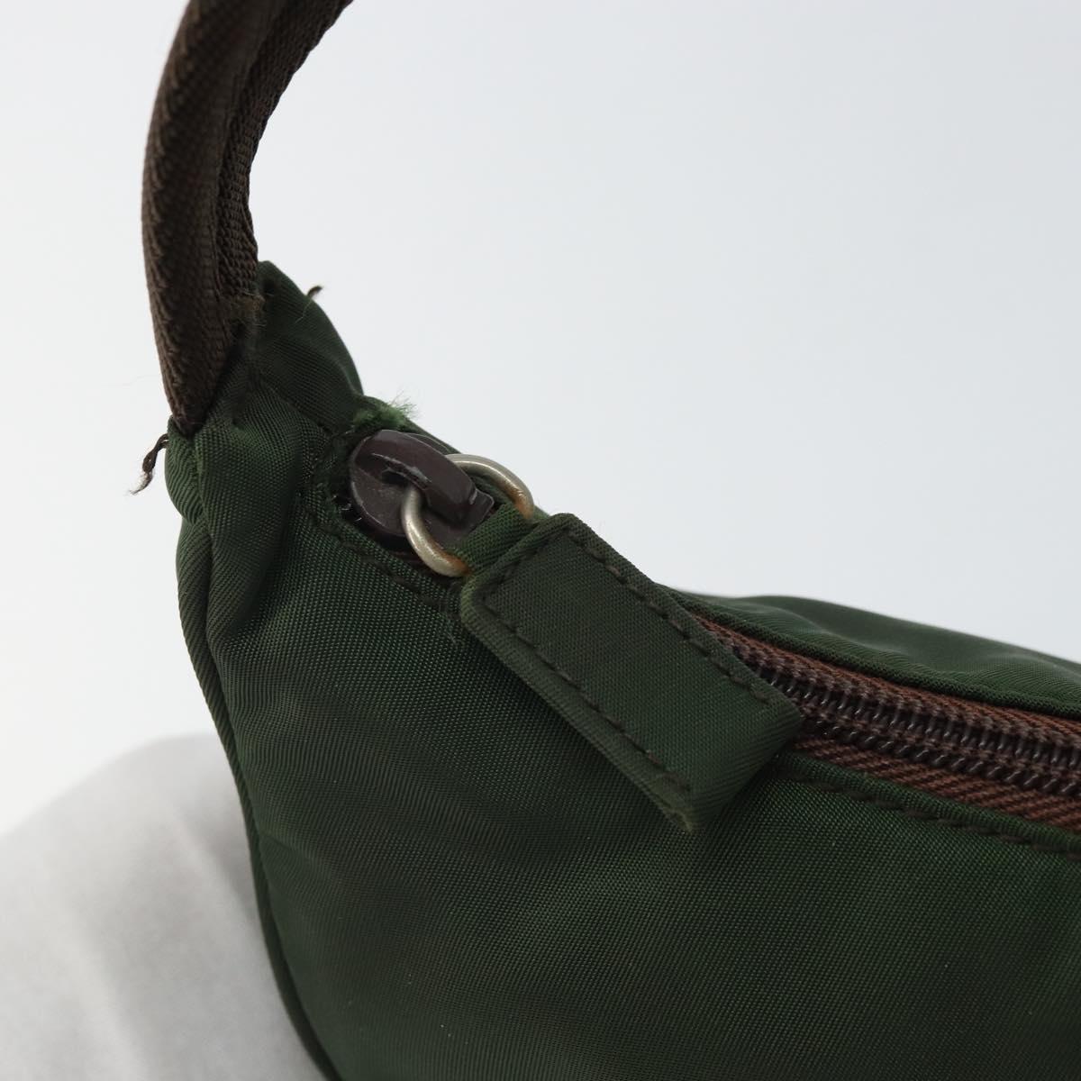 PRADA Hand Pouch Nylon Khaki Auth 163782