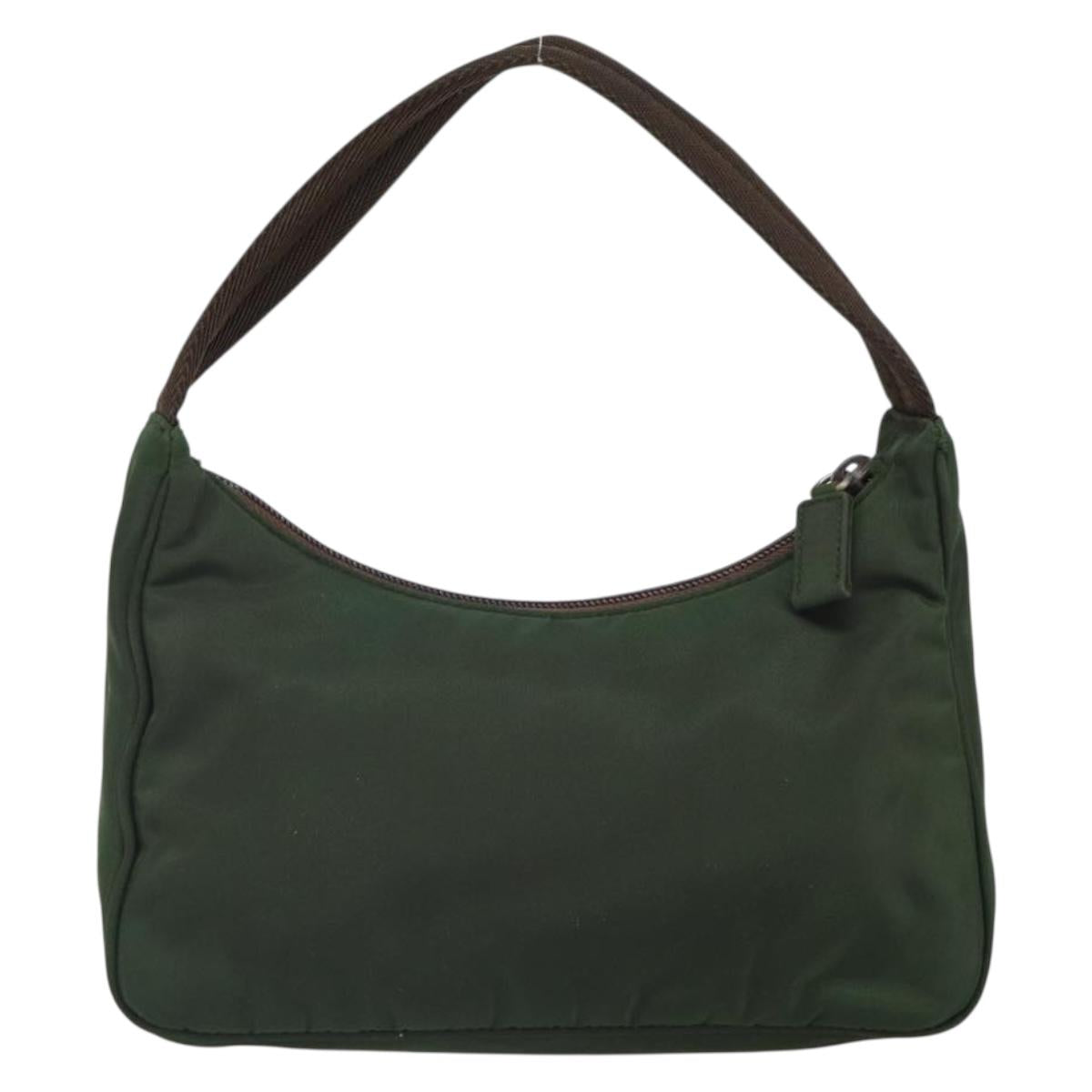 PRADA Hand Pouch Nylon Khaki Auth 163782