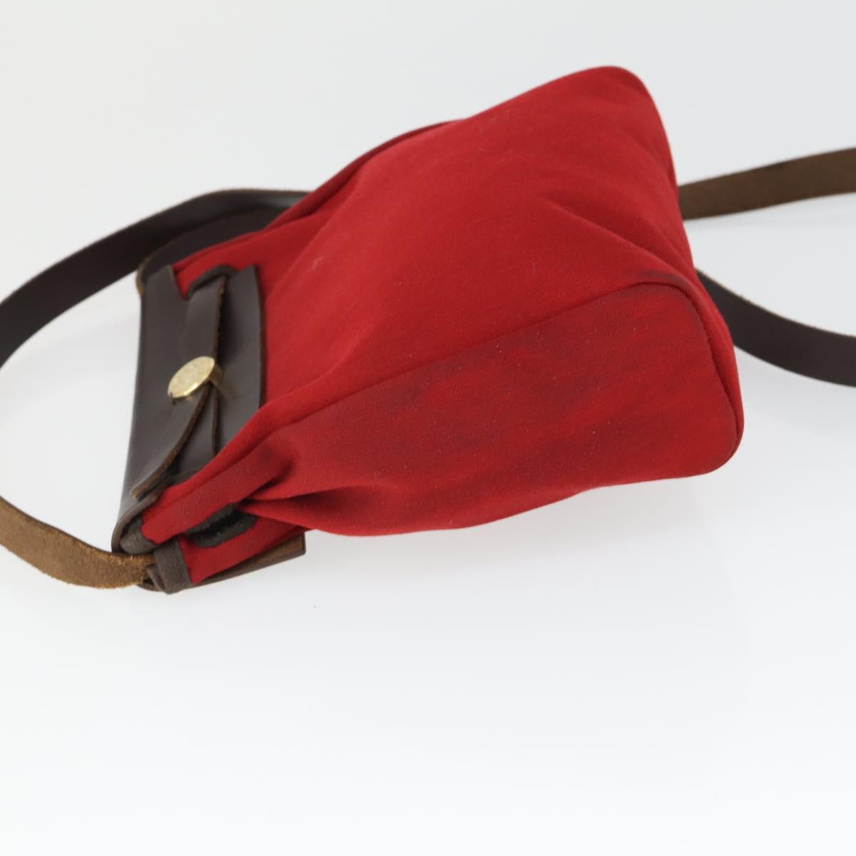 HERMES Her Bag TPM Shoulder Bag Canvas Red Auth 163783