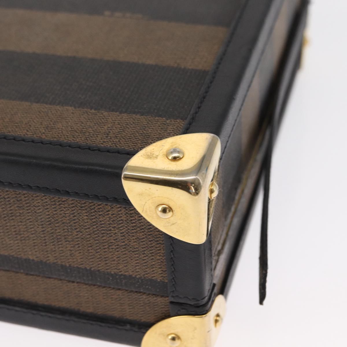 FENDI Pecan Canvas Mini Trunk Hand Bag PVC 2way Black Brown Auth 163784