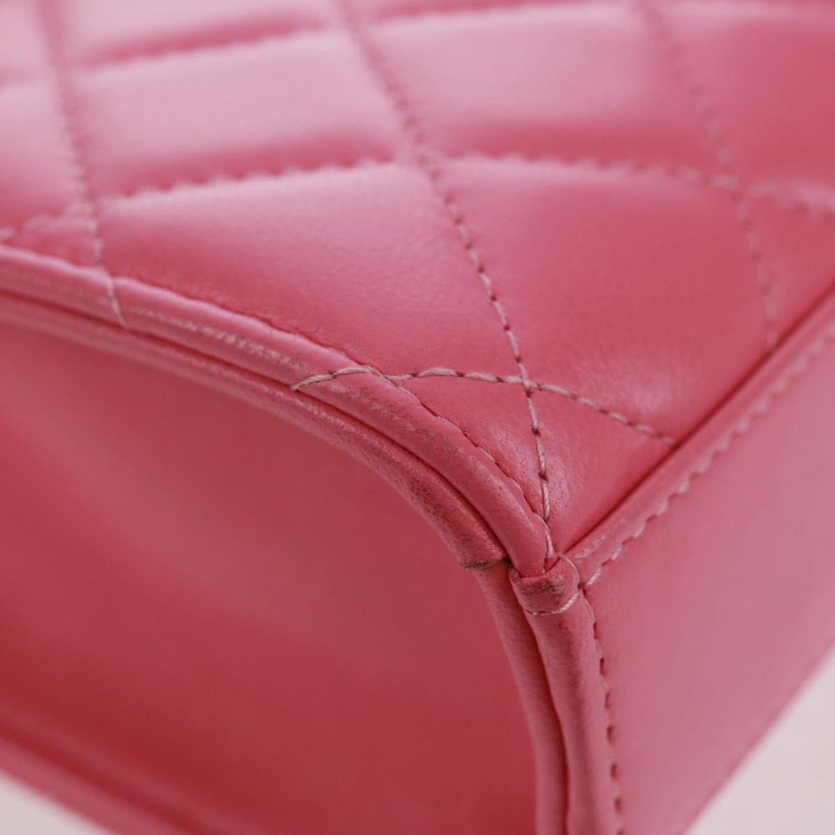CHANEL Matelasse Chain Shoulder Bag Lamb Skin Pink Gold CC Auth 163791SAM