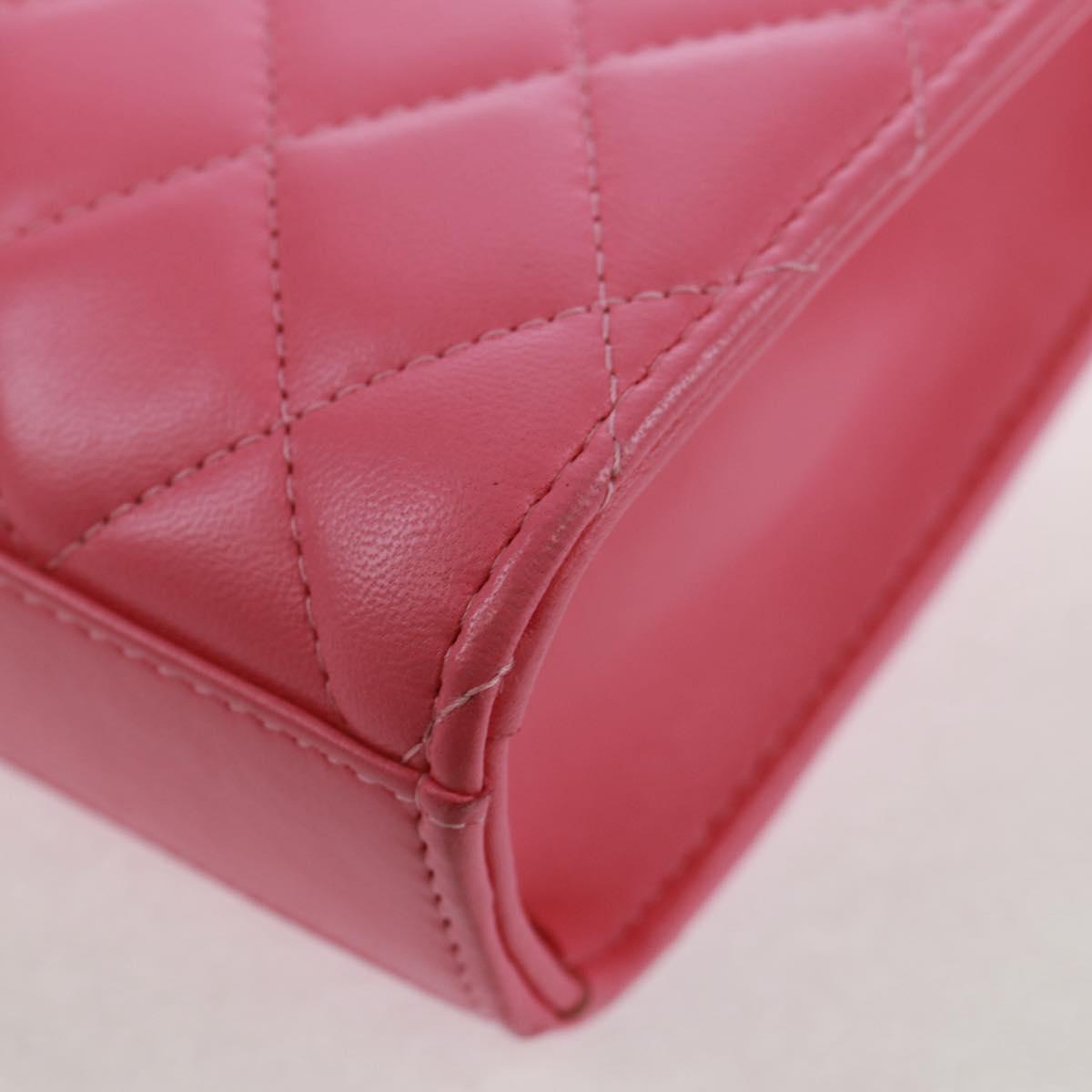 CHANEL Matelasse Chain Shoulder Bag Lamb Skin Pink Gold CC Auth 163791SAM