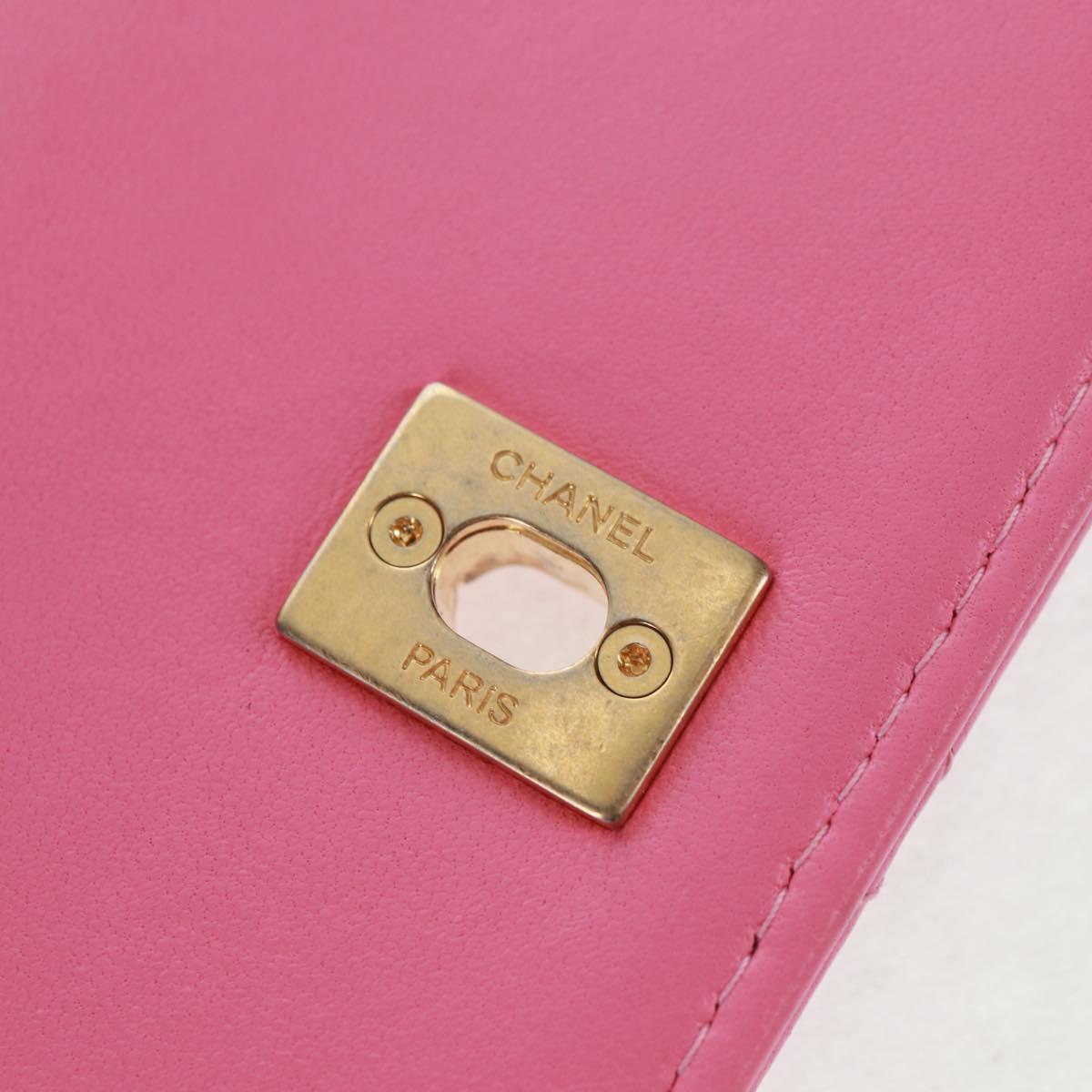 CHANEL Matelasse Chain Shoulder Bag Lamb Skin Pink Gold CC Auth 163791SAM