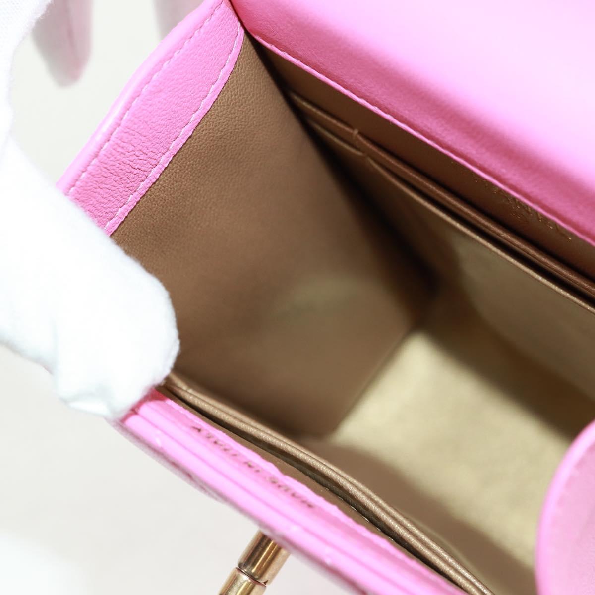 CHANEL Matelasse Chain Shoulder Bag Lamb Skin Pink Gold CC Auth 163791SAM