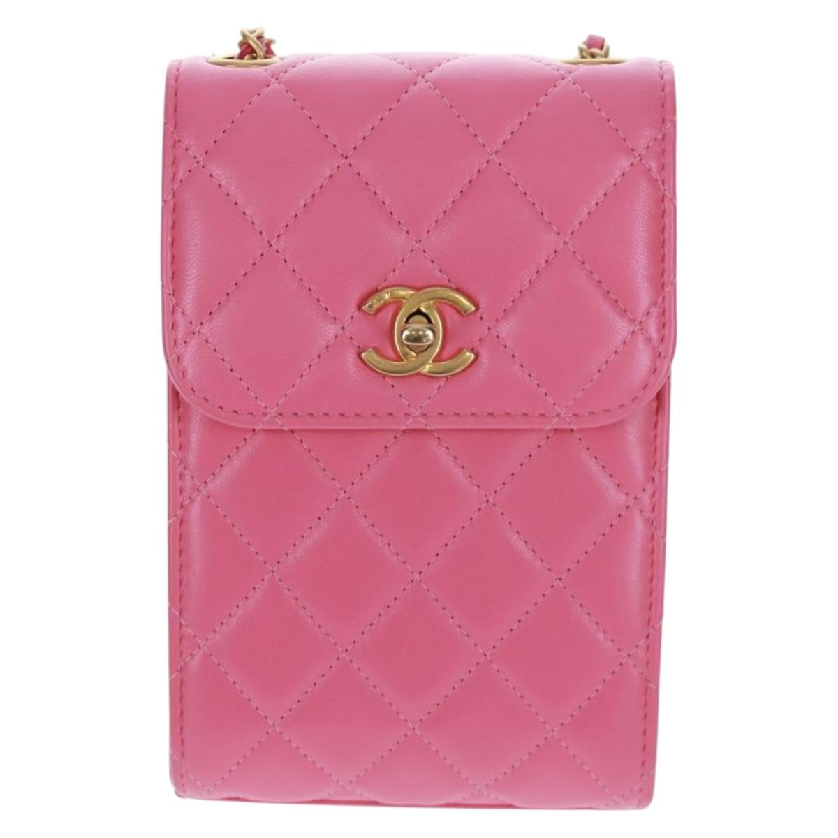 CHANEL Matelasse Chain Shoulder Bag Lamb Skin Pink Gold CC Auth 163791SAM