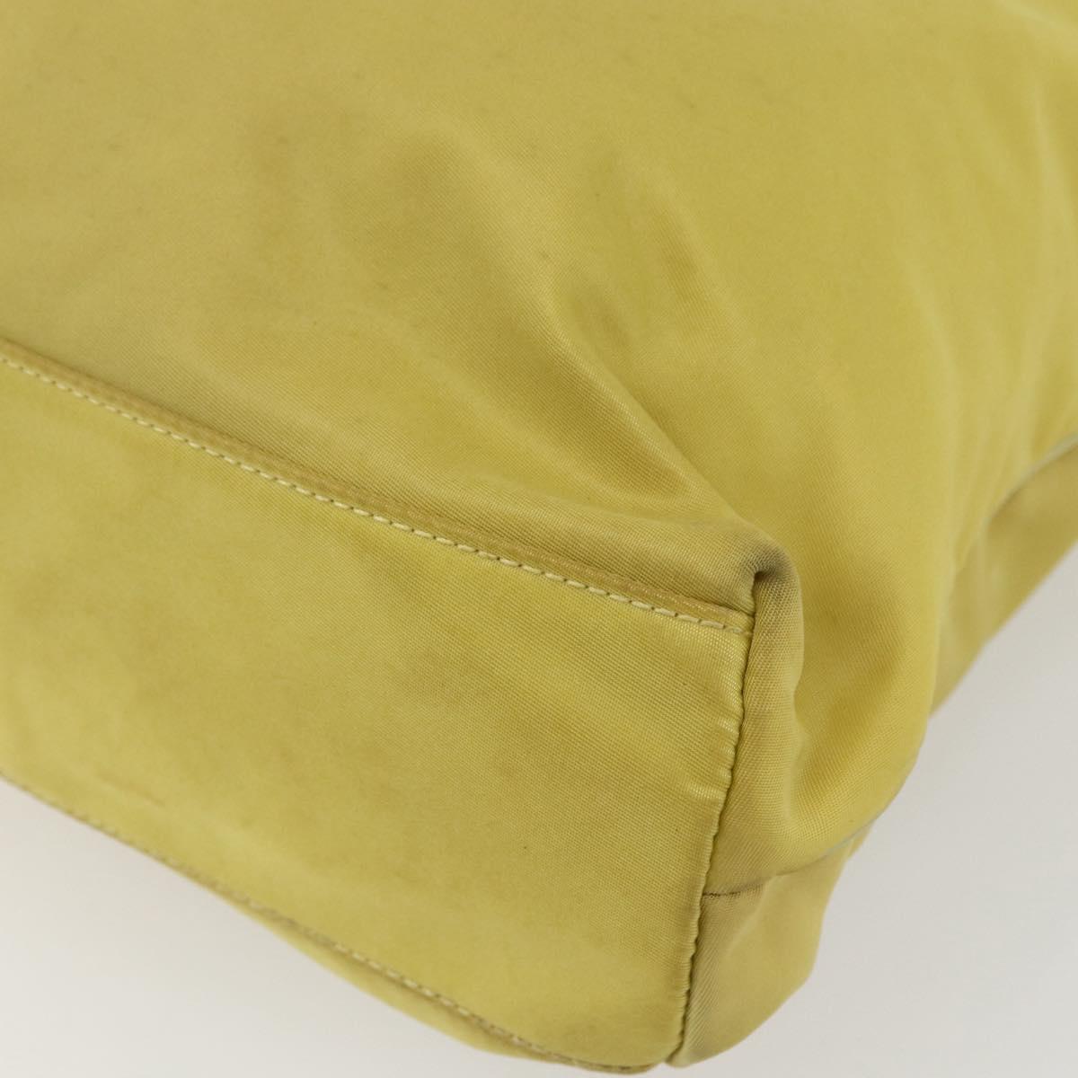 PRADA Tote Bag Nylon Yellow Gold Auth 163794