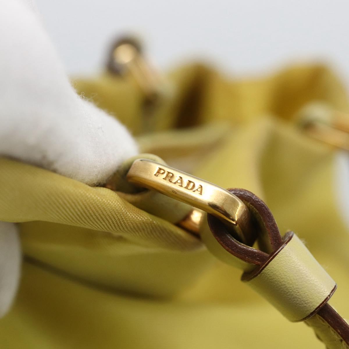 PRADA Tote Bag Nylon Yellow Gold Auth 163794