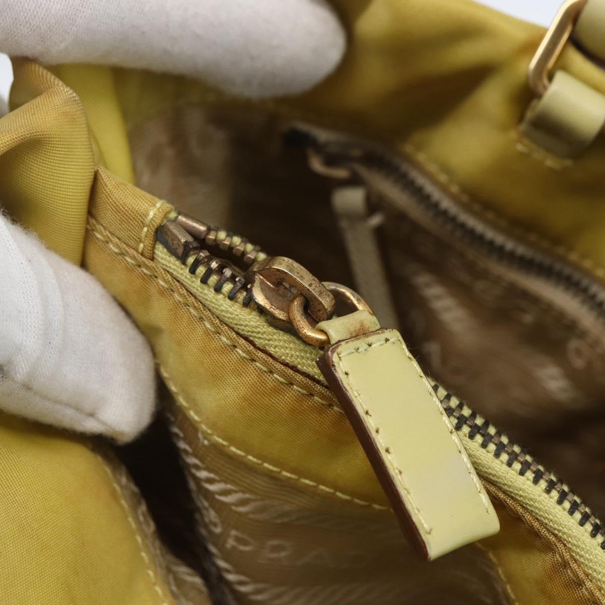 PRADA Tote Bag Nylon Yellow Gold Auth 163794