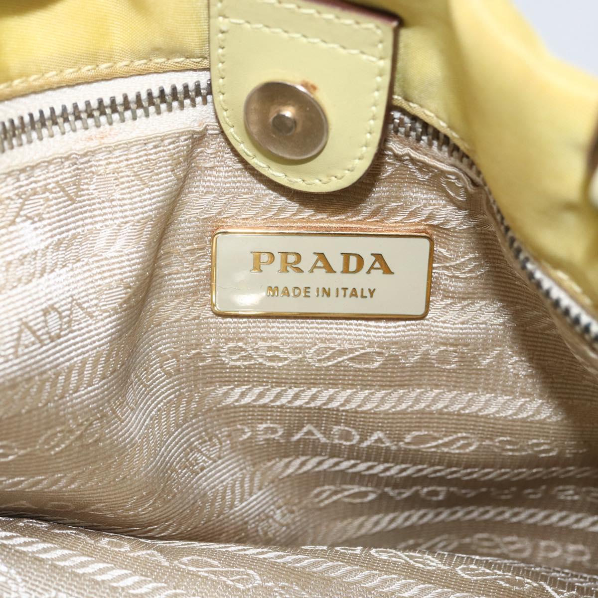 PRADA Tote Bag Nylon Yellow Gold Auth 163794