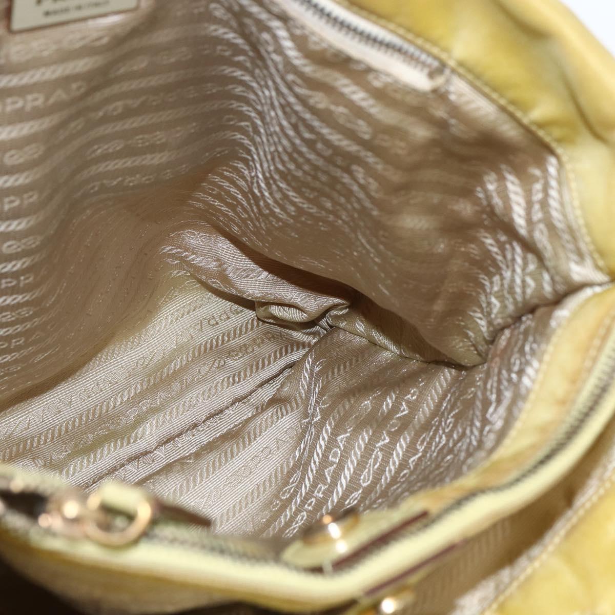 PRADA Tote Bag Nylon Yellow Gold Auth 163794