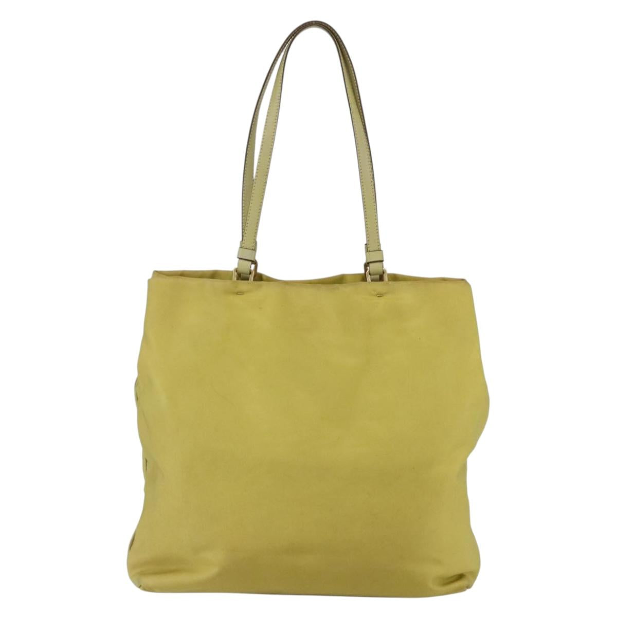 PRADA Tote Bag Nylon Yellow Gold Auth 163794