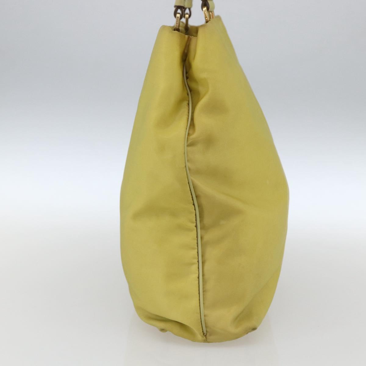 PRADA Tote Bag Nylon Yellow Gold Auth 163794