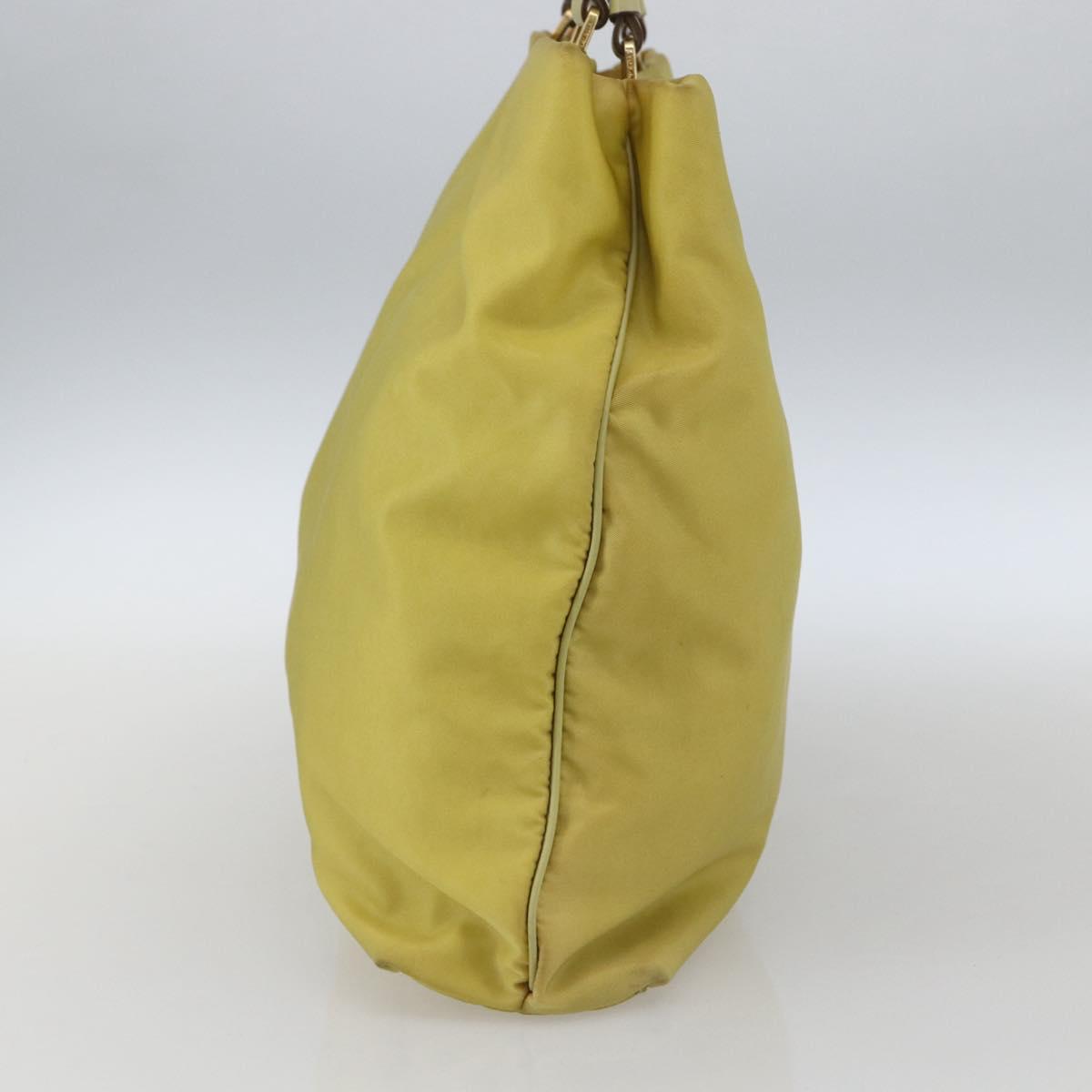 PRADA Tote Bag Nylon Yellow Gold Auth 163794